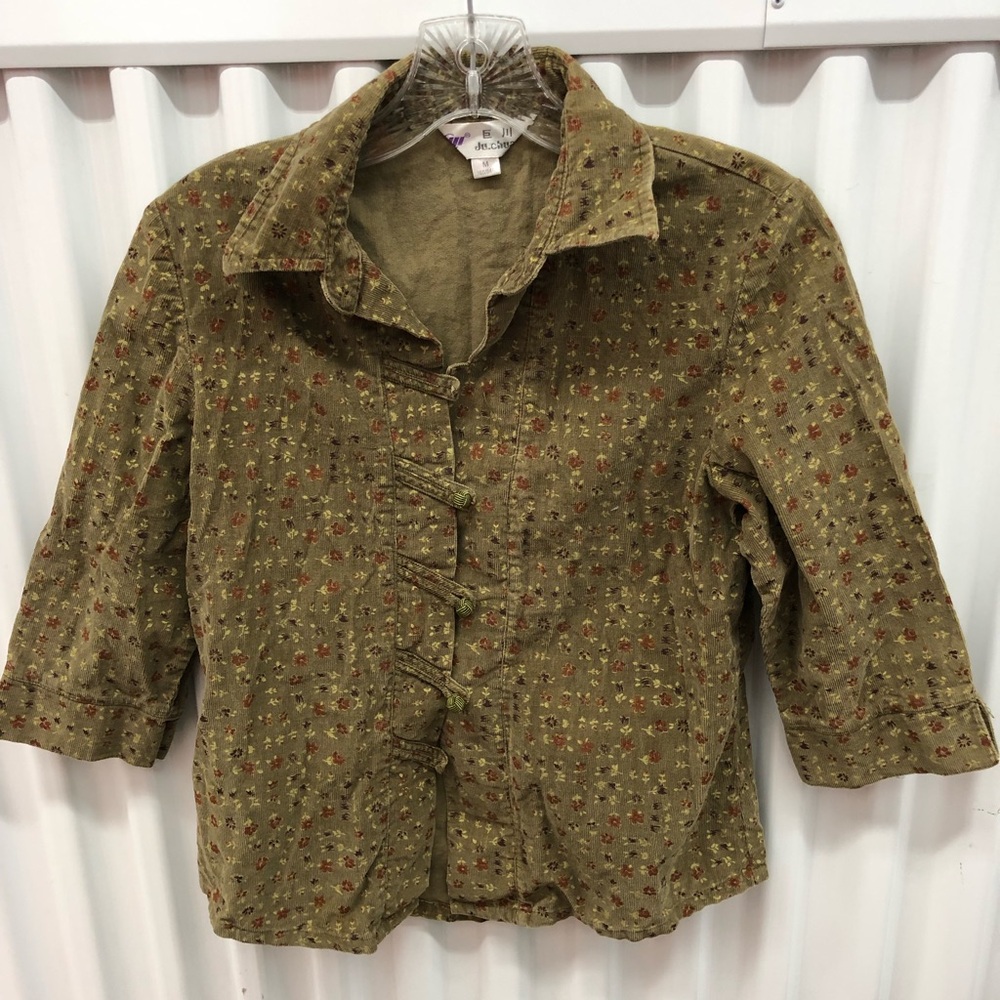 Corduroy Floral Blouse Size Medium